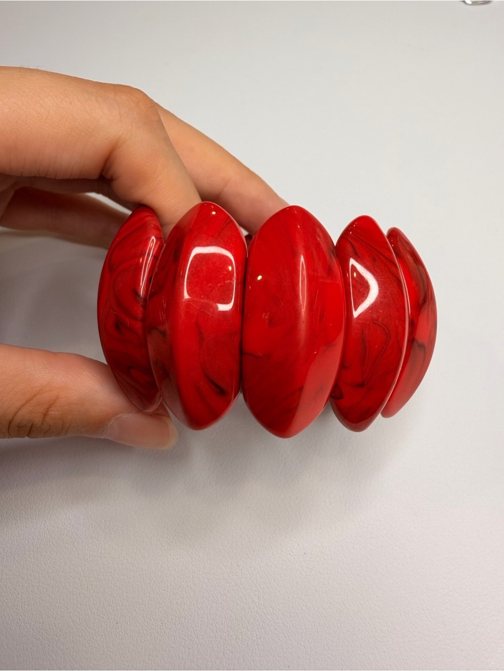 Red Marbled Stretch Bracelet - Picture 6 of 6